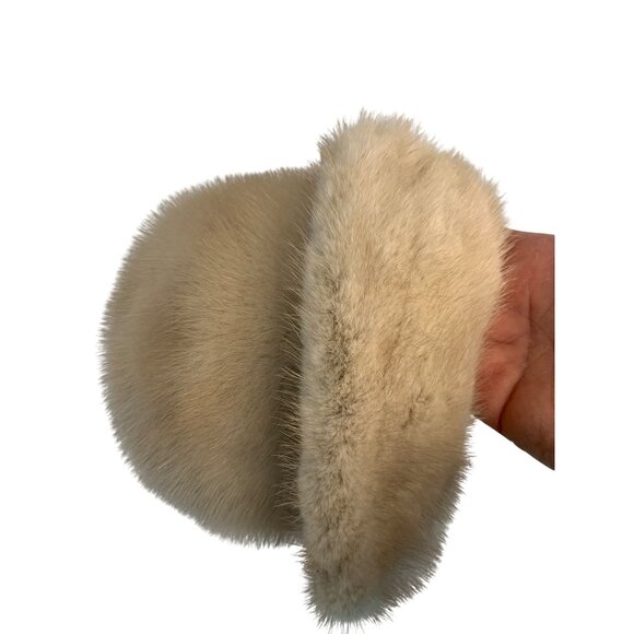 Vintage Champagne Genuine Mink Fur Bucket Hat Brim S 60s Mod Elegant 8965 - Picture 8 of 8